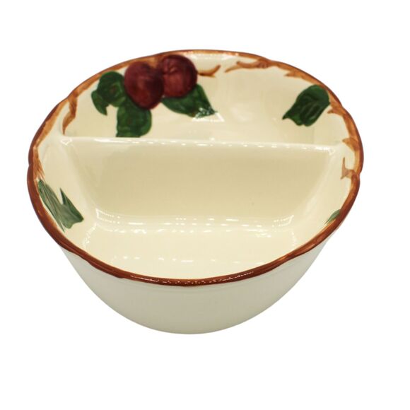 Vintage Franciscan Apple Divided Oval Serving Dish 10” Hand Painted Stoneware - Picture 5 of 7